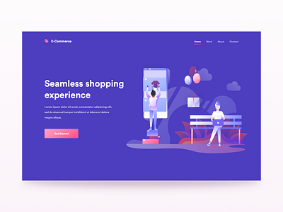 E-Commerce Illustrations Website Example bright color combinations ecommerce shop illustrations flat gradient icon grey creative pattern illustration pack minimal clean design store illustrations user experience user interface ui visual identity