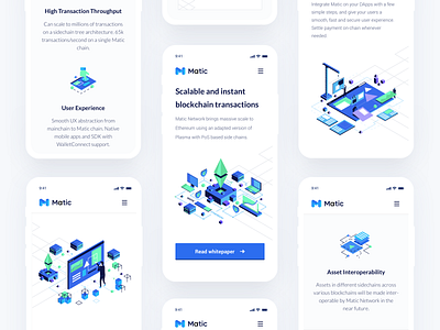 Matic Network Landing Page Mobile bitcoin blockchain website content delivery cryptocurrency crypto dark landing page ui data storage decentralized network minimal clean design security hosting platform serverless hosting ui ux