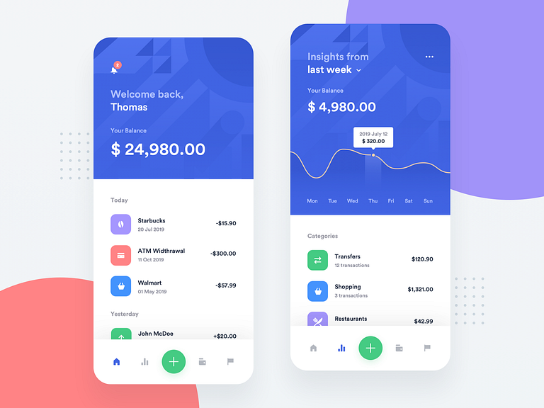 Banking App - Home & Insights by Petras Nargela for Flair on Dribbble