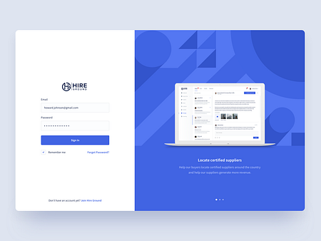 Hire Ground | Sign In by Petras Nargela for Flair on Dribbble