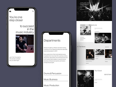 Music Industry Academy Landing Page design education music ui ux website