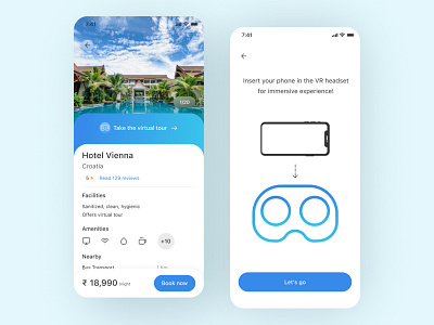 Explore - travel app with VR appdesign dailyui design hotelbookingapp productdesign travelapp ui uidesign uiux ux virtualreality vr