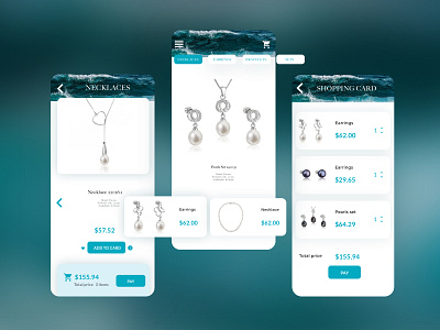 Ecommerce jewellery app app design blue ecommerce ecommerce app jewellery pearls sea