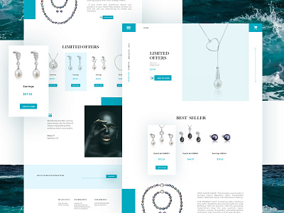 E-commerce jewellery landing page blue ecommerce ecommerce design jewelry landing page pearls sea
