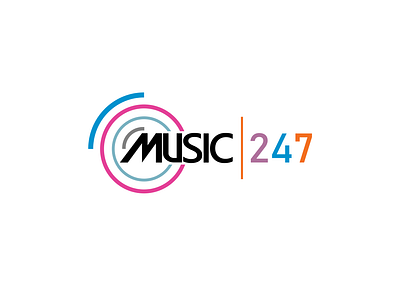 Music 247 branding company logo music studio vector