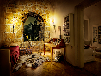 Matte Painting: the room in fantasy style fantasy illustration mattepainting room