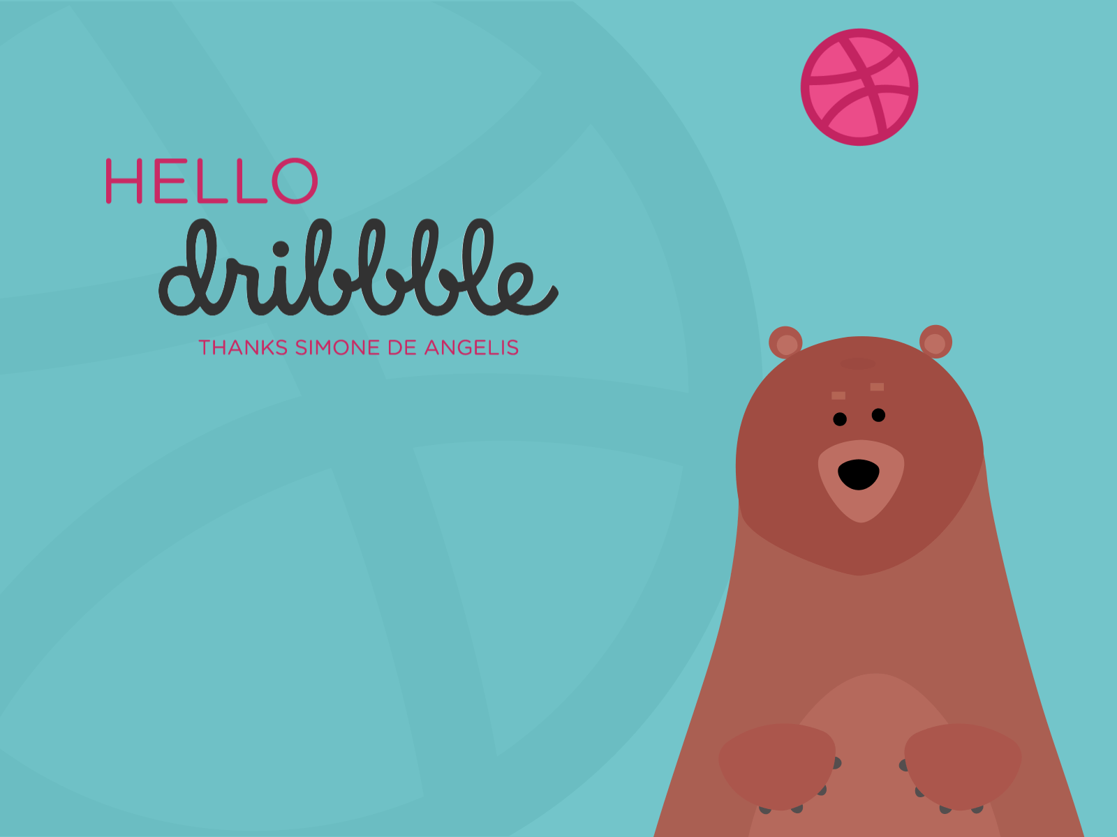 Hello Dribbble! animal animated gif animation animation design ball bear debut dribbble dribbling first firstshot flat graphicdesign hello motion