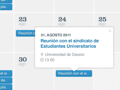 Agenda / Calendar agenda blue calendar grey popup