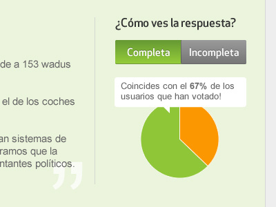 Answer satisfaction statistics buttons chart green orange