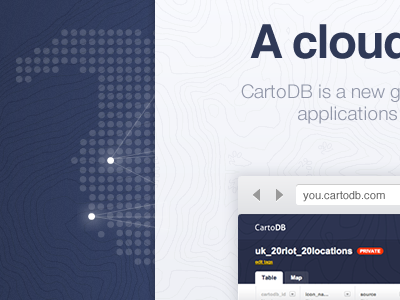 CartoDB homepage blue geo home homepage