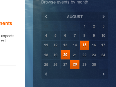 Small calendar alpha blue calendar orange transparency