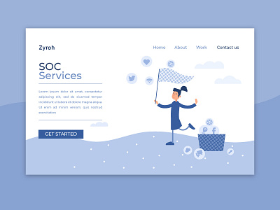 Social App Service - Zyroh "Go next" banner designs blue landing page landing page layout