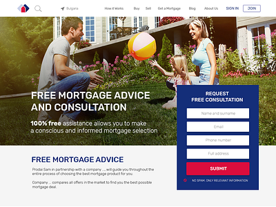 Landing page for Mortgage campaign branding dashboard design design flat icon illustration landing page design material design material ui photo real estate real estate agency saas typography ui ux vector web web design