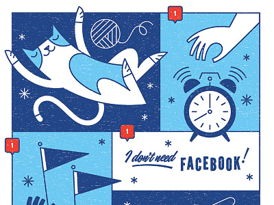 Facebook cat clock facebook hands illustration notification pennant