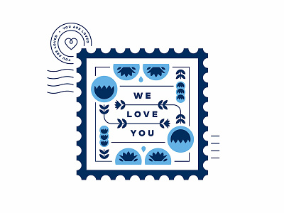 We Love You illustration stamp valentine water