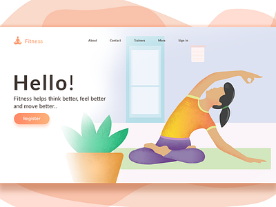 Fitness Landing Page animation app brand branding character creative design fitness girl icon illustration illustrator interaction logo orange ui ux web web page website