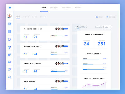 Projects Page for Clean Admin Dashboard Template for Bootstrap 4