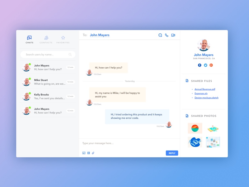 Chat application for my bootstrap HTML template by Tamik on Dribbble