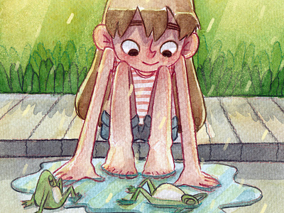 Summer rain childhoodweek colored pencil drawthisinyourstyle illustration watercolor