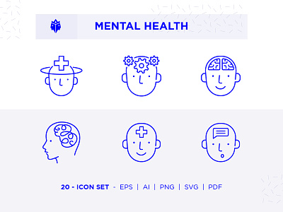 Mental Health Icon Set app branding design health icon icon set ios live logo mental health mental illness mentalhealth minimal outline ui ux web