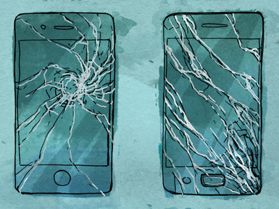 Upgrade cracked digital illustration painting phone screen shattered smartphone watercolor