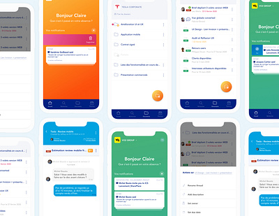 Project management mobile application app application blue button card component design management menu mobile mobile app navbar orange project sketch slick smooth typography ui ux