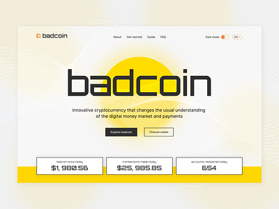 Badcoin home page design - Concept coin concept crypto design home page landing logo nft typography ui ux web design