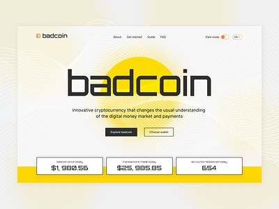 Badcoin home page design - Concept