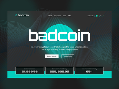 Badcoin home page design - Concept coin concept crypto design landing logo nft typography ui ux web design