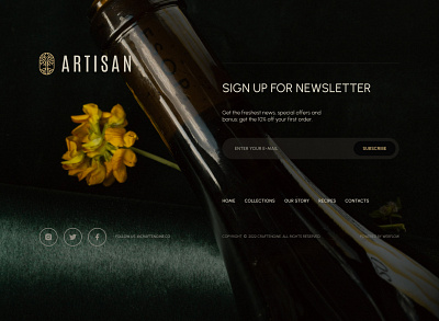 Artisan - Webflow template - Footer dark dark design design e commerce footer logo store template ui ux web web design webflow wine winery