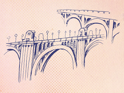 Spokane Bridges illustration poster sketch