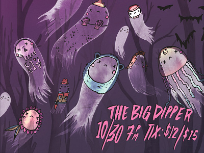 Party Ghosts halloween illustration poster show poster