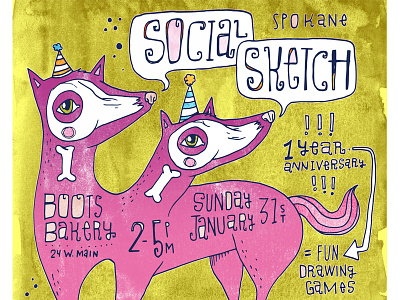 Social Sketch Poster animals illustration poster