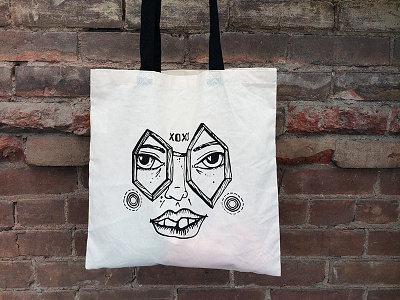 Tote Bags face illustration product tote bag