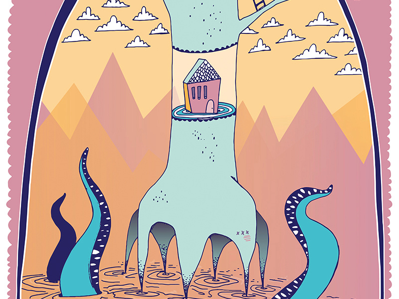 Show Poster tree house monster lettering illustration show poster