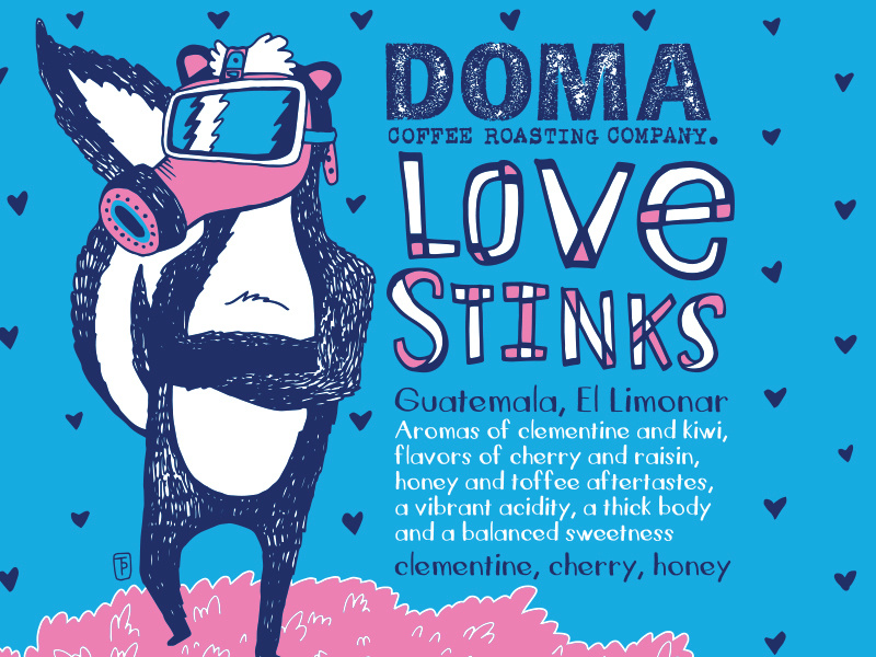 Love Stinks Letterpress Coffee Can valentines love skunk letterpress illustration design coffee
