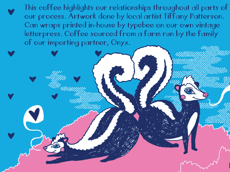 Skunk Butts hand drawn letterpress valentines illustration love
