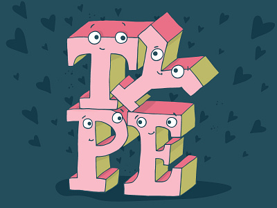 Type Love hand lettering hearts illustration love type valentines