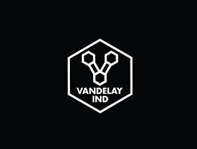 Vandelay Industries avantgarde black and white branding chemicals chemistry design futura futura bold hexagon industrial industrial design logo logo design logos polygon polygons rectangle seinfeld typography vandelay ind