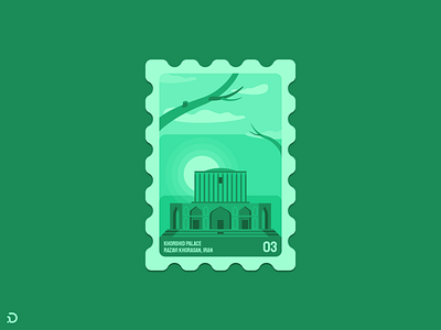 Khorshid Palace green illustration iran khorasan palace persian sun tree