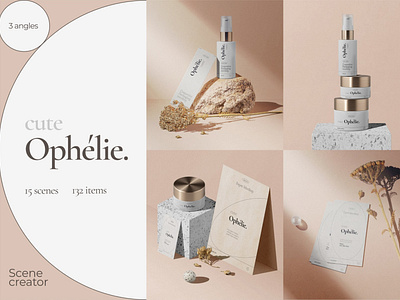 Cute Ophélie – Mockup Scene Creator in 3 angles bottle mockup card mockup cosmetics bottle mockup cube dry flower egg flower bud glass sphere jar mockup marble cube mock up mock ups mockup mockup bundle packaging mockup paper mockup quail egg stone yarrow