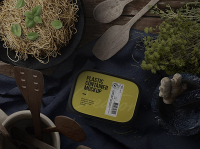 Free Pasta Preparation And Plastic Container Mockup Top View restaurant