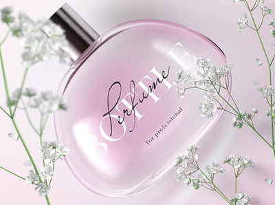 Beautiful Perfume Packaging With Branches Mockup Top View stationery