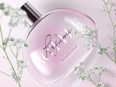 Beautiful Perfume Packaging With Branches Mockup Top View