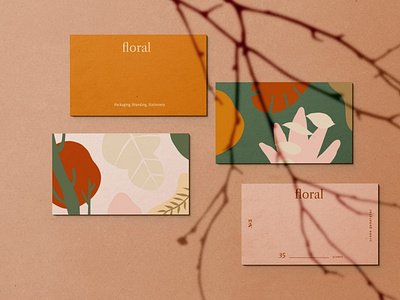 Business Cards With Shadow Overlay Mockup Top View