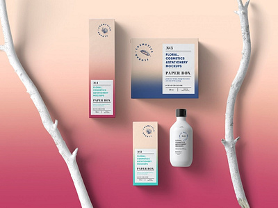 Cosmetics Packages For Branding Mockup Top View stationery