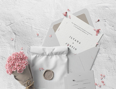 Beautiful Wedding Set With Invitation And Envelopes Mockup wedding mockups