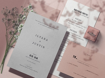 Colored Invitation Cards And Envelopes With A Wedding Ring Mocku wedding mockups