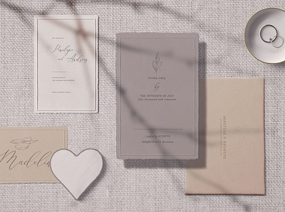 Set Of Colored Invitation Cardss Lying On Fabric Mockup Top View wedding mockups