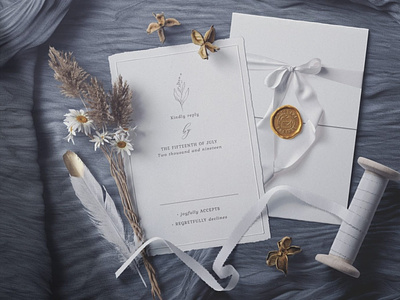Wax Seal Invitations Tied With A Ribbon Mockup Top View wedding mockups